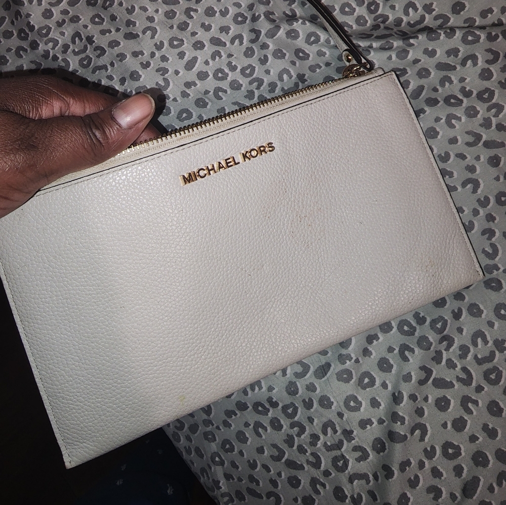 Cream mk wristlet